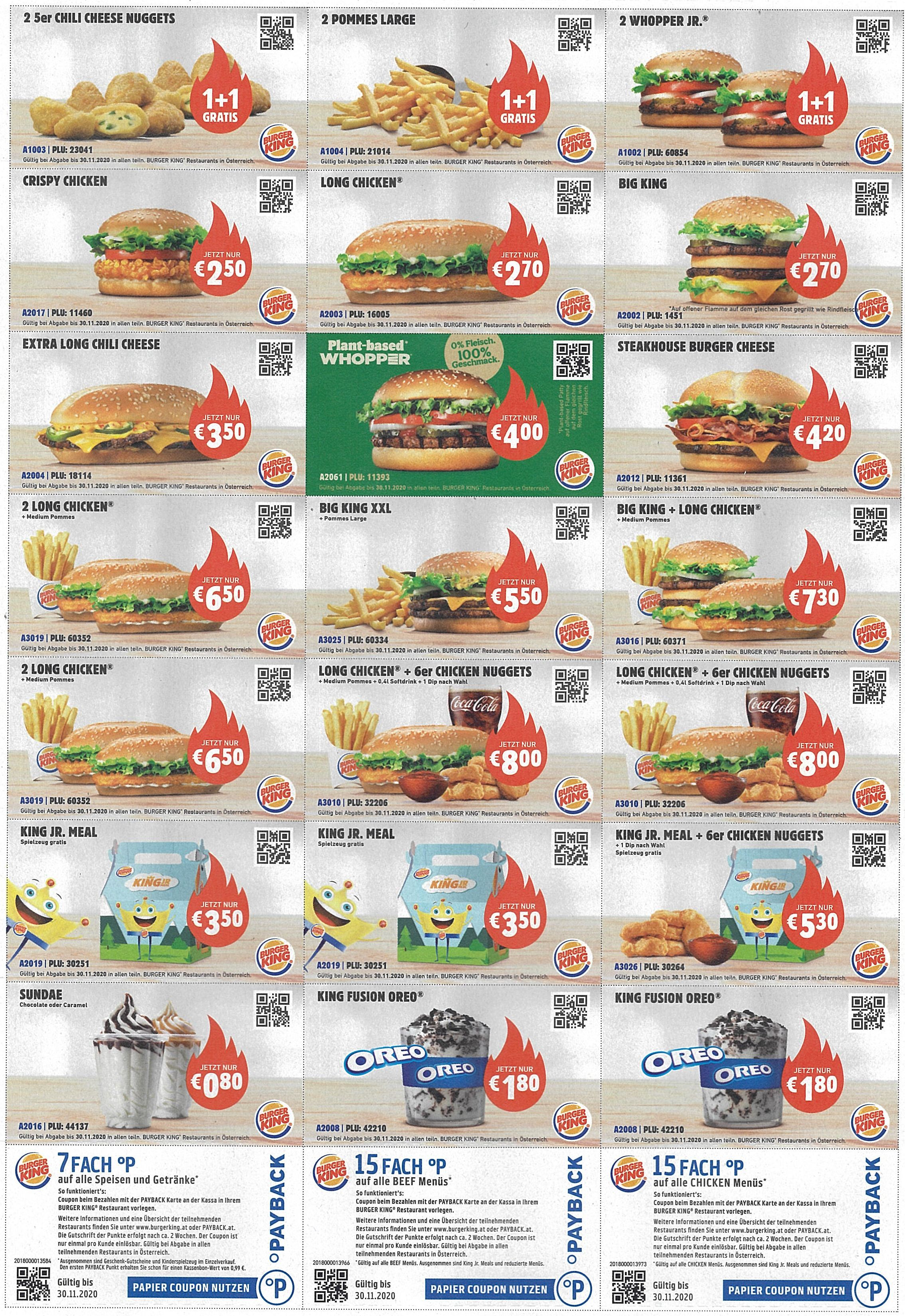 Burger King Gutscheine für November - Preisjäger