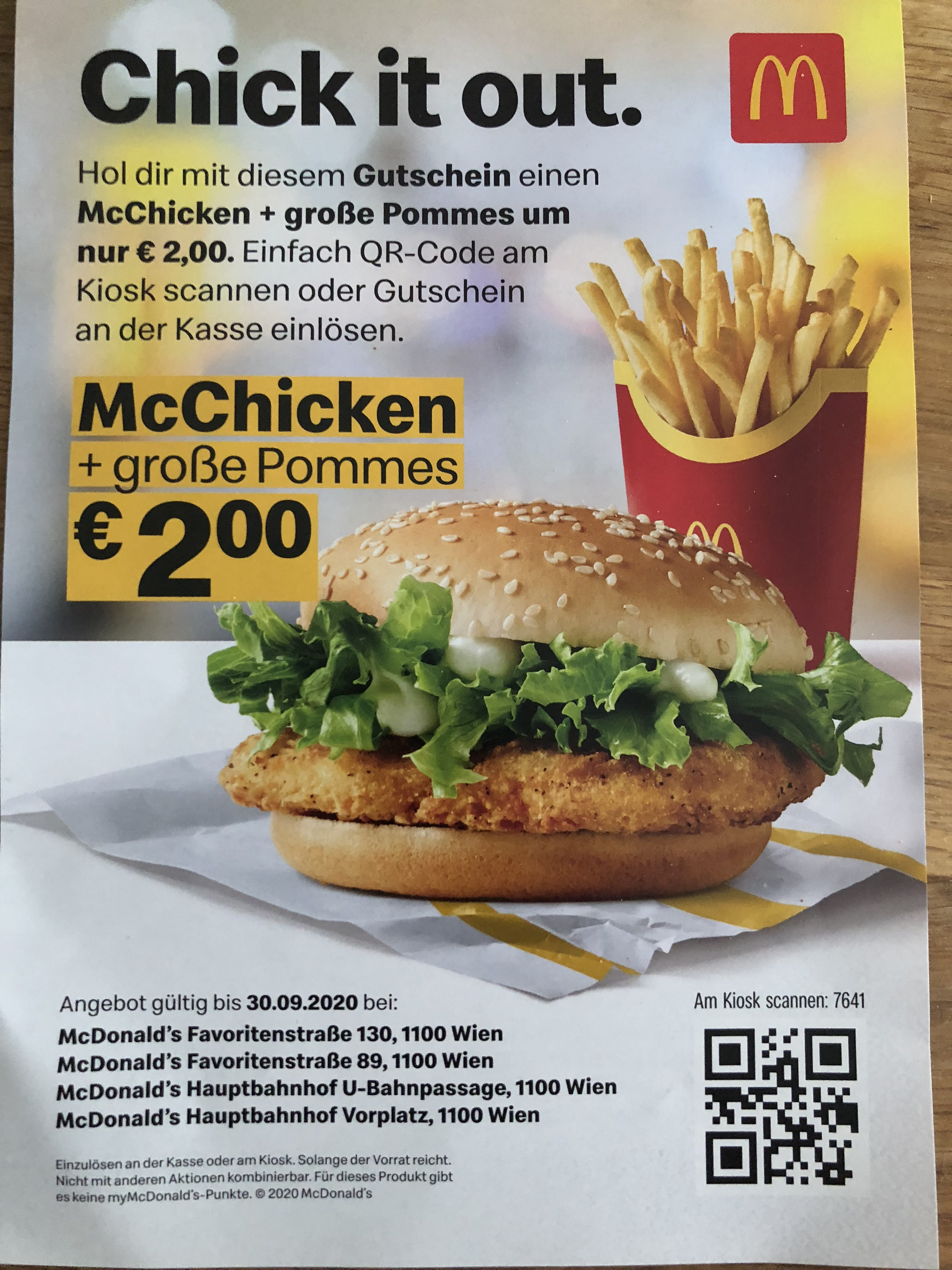 Mcdonalds 1100 Wien Mcchicken Grosse Pommes Fish O Filet Grosse Pommes Um 2 Preisjager