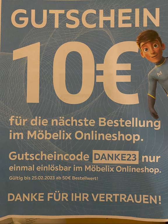 10€ Rabatt ab 50€ bei Möbelix Online