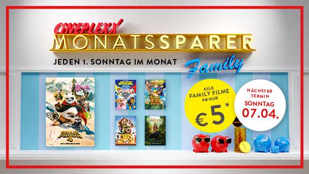 Cineplexx Monatsparer: Jeden ersten Sonntag im Monat für 5€ ins Kino