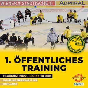 Freibier-Aktion (3140 Krügerl Ottakringer) beim 1. Training der Vienna Capitals