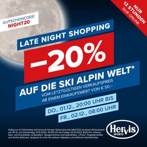 Hervis: 20% Rabatt auf alle Ski Alpin Artikel im Late Night Shopping bis 08:00