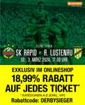 Sk Rapid vs. Austria Lustenau: 18,99% Rabatt auf alle Tickets außer VIP