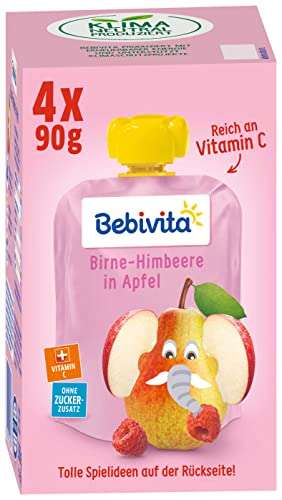 4 x 4er Pack Bebivita Kinder-Spaß, Birne-Himbeere in Apfel (4x4x90g)