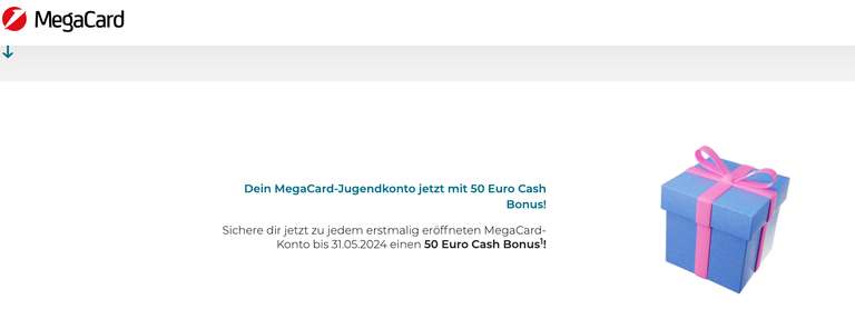 50€ Startbonus für jedes neu eröffnete MegaCard-Jugendkonto bei der Bank Austria