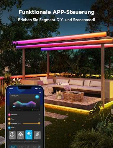 Govee Outdoor LED Strip Pro 10m, RGBIC mit Warmweiß und Kaltweiß, IP65 Wasserdicht