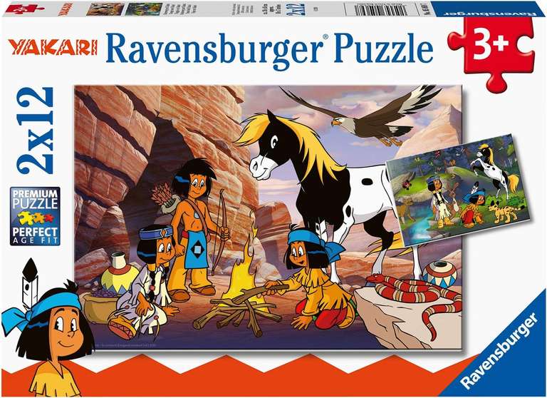Ravensburger Kinderpuzzle - 05069 Unterwegs mit Yakari - Puzzle 2x12 Teile