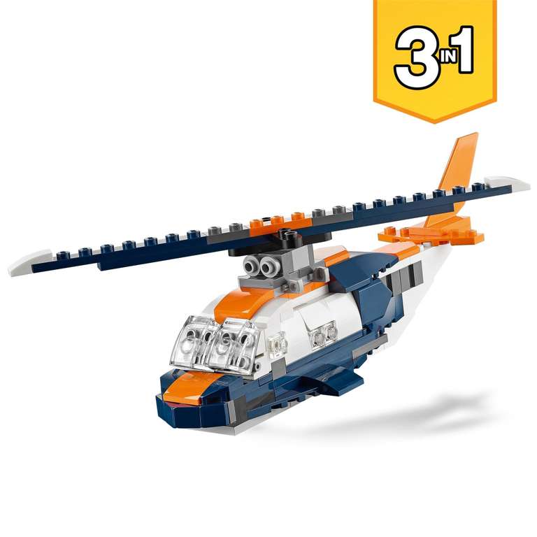 LEGO Creator 31126 3-in-1 Überschalljet, Flugzeug, Hubschrauber und Boot