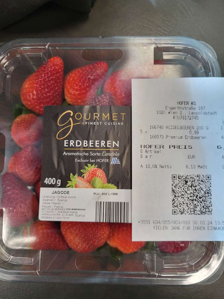 Hofer Engerthstraße 187 - Gourmet Premium Erdbeeren 400g