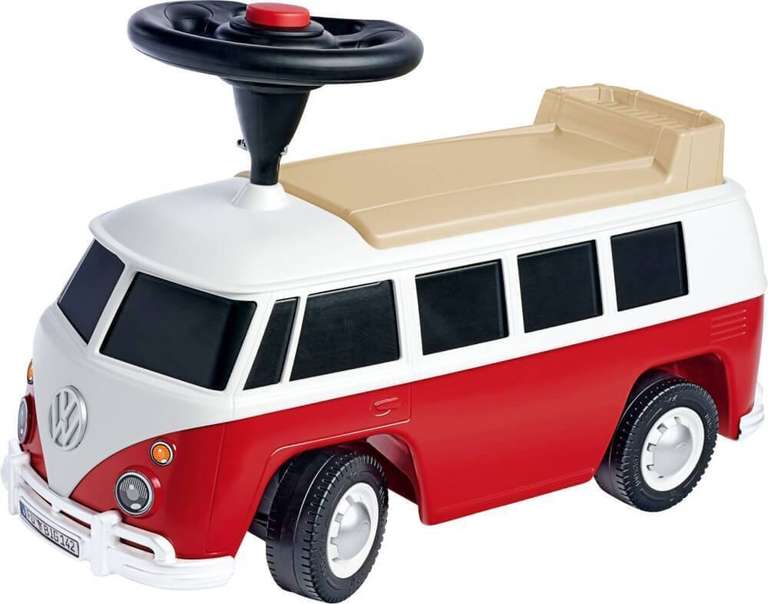 BIG Bobby Car Baby VW T1 - Rutschfahrzeug mit Flüsterreifen, Hupe und Anhägerkupplung