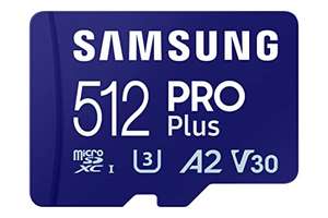 Samsung PRO Plus microSD-Karte + SD-Adapter, 512 GB, 180 MB/s Lesen, 130 MB/s Schreiben