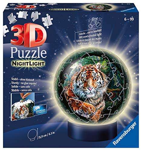 Ravensburger 3D Puzzle 11248 - Nachtlicht Puzzle-Ball Raubkatzen - 72 Teile