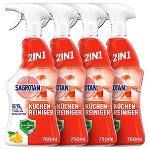 Sagrotan Küchen-Allzweck-Reiniger Spritzige Zitrone – 2in1 Desinfektionsreiniger 4x 750ml