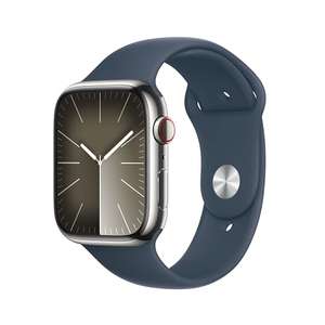 Apple Watch Series 9 (GPS + Cellular, 45mm) Edelstahl-Variante mit Sportarmband