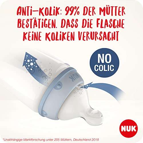 NUK First Choice+ Babyflasche im Set | 0–6 Monate | Temperature Control Anzeige | 300 ml | 3 Stück