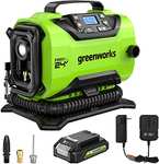 Greenworks 24V Akku Luftkompressor max. 160 PSI mit Auto Shutoff Funktion, 2Ah Akku und Ladegerät