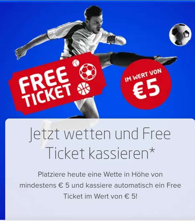 Win2day 5€ freebet nach einer abgegebenen 5€ Wette