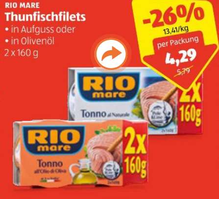 Rio Mare Thunfisch für 1,47€ - Hofer & Cashback Deal