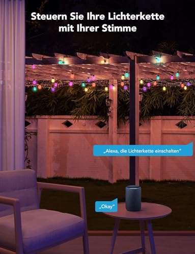 Govee H7020 RGBIC Warm White Wi-Fi & Bluetooth Smart Outdoor Lichterkette mit 7 Lampen