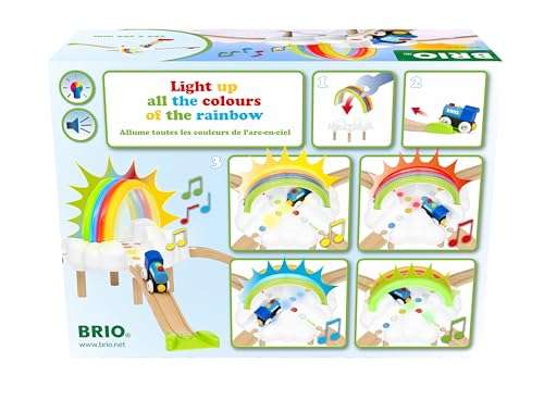 BRIO 36002 Mein erstes Bahn Regenbogen Set - Aufregendes Eisenbahn-Spiel mit kindgerechten Licht- und Soundeffekten