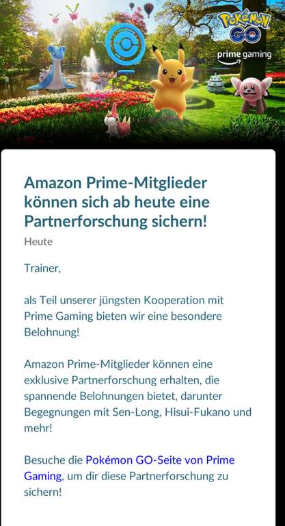 Pokemon Go Partner Forschung [Amazon Prime]