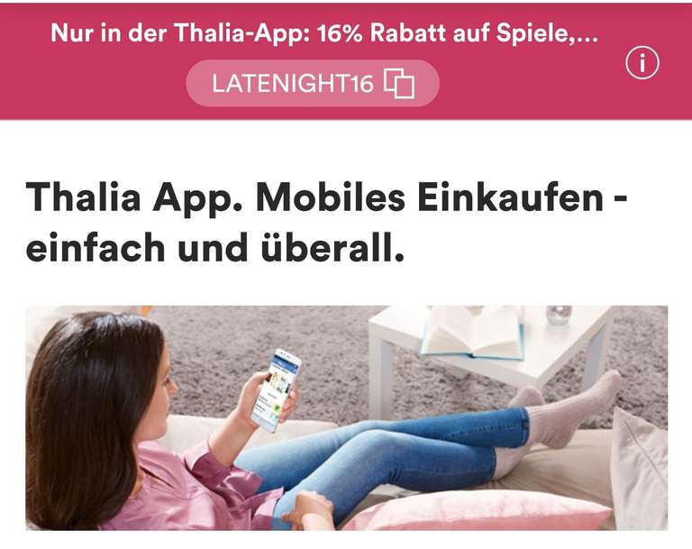 16% in der Thalia-App auf "fast alles"