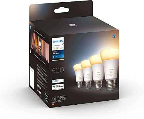 4x Philips Hue White Ambiance 800 LED-Bulb E27 6W,