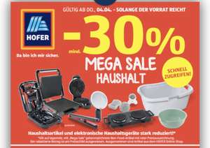 HOFER Mega Sale: Mindestens -30 % auf Haushaltsgeräte und Haushaltsartikel!