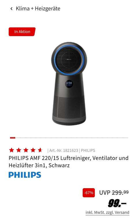Philips 3 in 1 Luftreiniger, Ventilator und Heizgerät