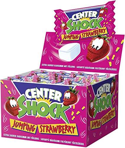 Center Shock Jumping Strawberry, Box mit 100 Kaugummis, extra-sauer mit Erdbeer-Geschmack