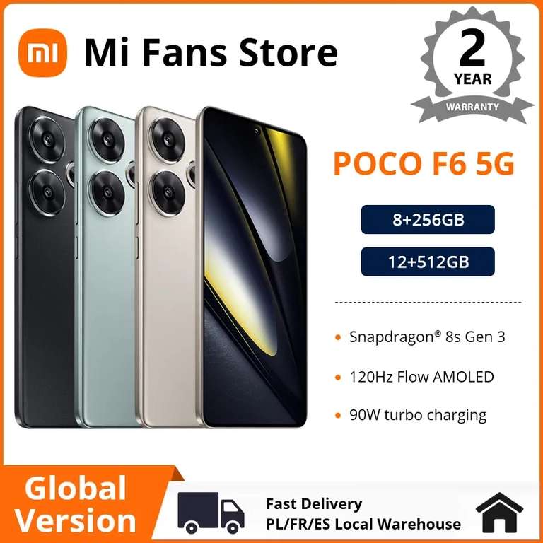 Poco F6 Global Version 8+256GB oder 12+512GB mit 120Hz 6,67'' Flow AMOLED, 50MP OIS Zweifach-Kamera, 90W TurboCharge & Snapdragon 8s Gen 3