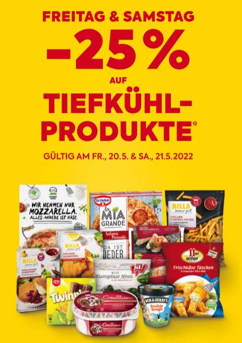 -25% auf Tiefkühl-Produkte (ausser Clever) gültig bei Billa und Billa Plus