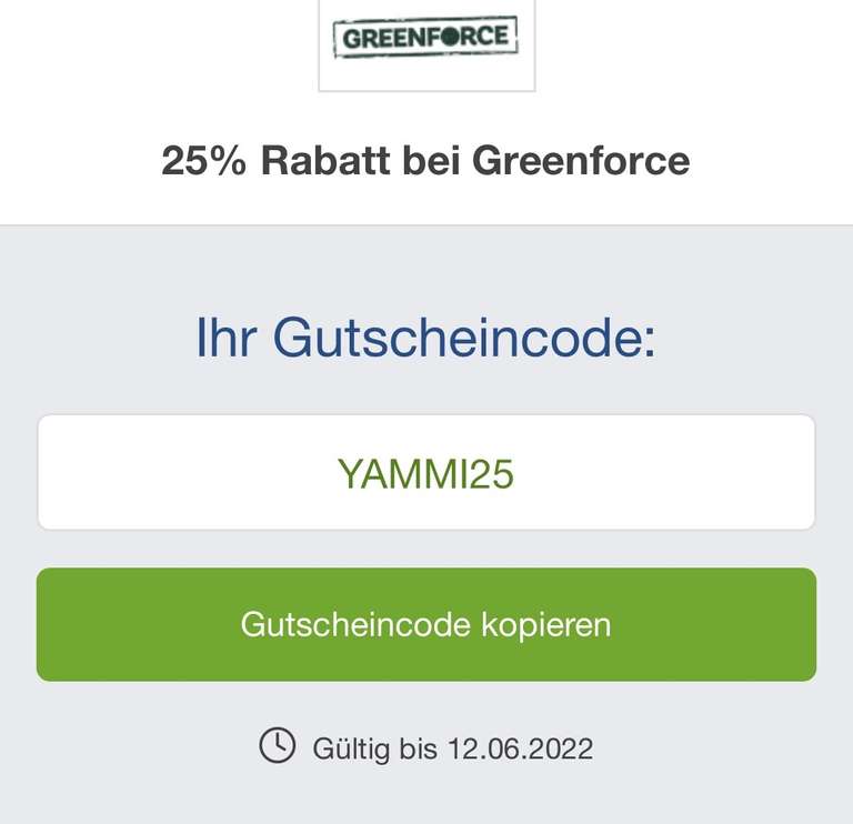 25 % Rabatt bei Greenforce
