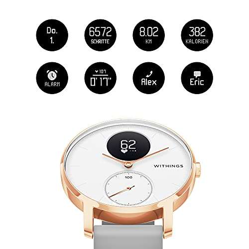 (Warehouse Deal - "sehr gut") Withings Steel HR 36mm Aktivitäts-Tracker, white/rose gold