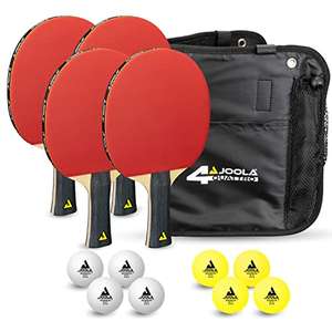 JOOLA Tischtennis-Set Quattro, 4 Tischtennisschläger + 10 Tischtennisbälle + Tasche