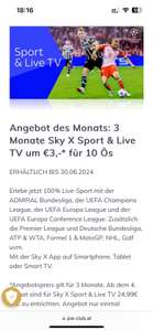 (Jö App) 3 Monate Sky X Sport und Live TV um 3€ für 10 Ös