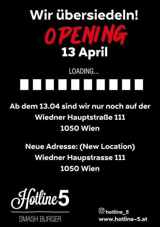 (1050 Wien) „Hotline-5“ Smash Burger - 30% Rabatt auf Alles - 13.4.2024
