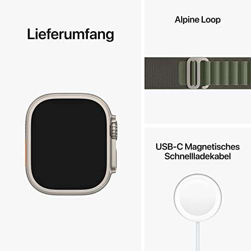 Apple Watch Ultra (GPS + Cellular, 49mm) Smartwatch mit "Alpine Loop Band" (Medium)