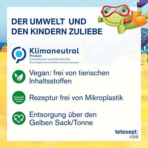 2x tetesept Kids Schaumbad Dino Abenteuer mit fruchtigem Apfelduft und pflegender Aloe Vera