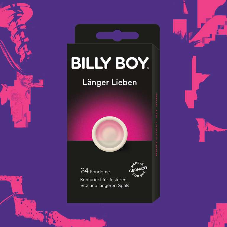Billy Boy Kondome, 52 mm breit, 24 Stück, Länger Lieben Kondome