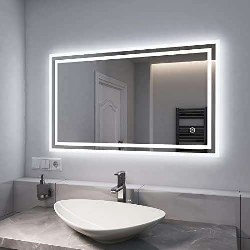 EMKE Badspiegel mit Beleuchtung 100x60x4cm
