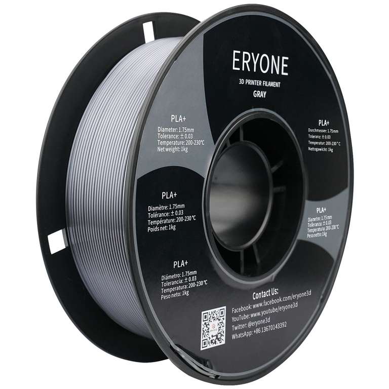 6 Stück 1kg-Rollen (15,95€/kg) Eryone Premium PLA+ 3D-Drucker Filament (1,75mm +/-0,03mm)