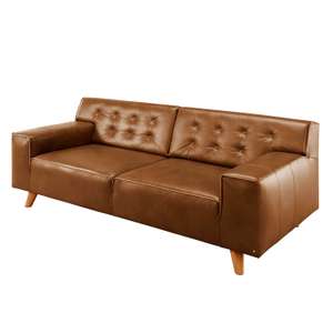 Tom Tailor "Nordic Chic" Leder Couch (2-Sitzer) mit Kedernaht und Knöpfung
