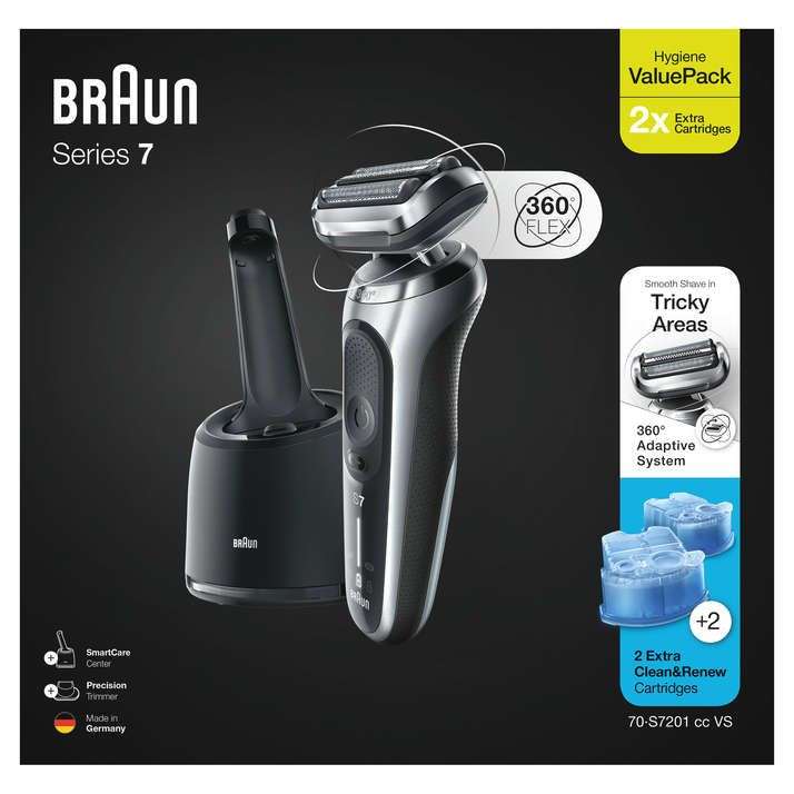 Braun Series 7 70-S7201cc Wet&Dry Elektrorasierer + 20€ Cashback + Garantieverlängerung auf 5 Jahre