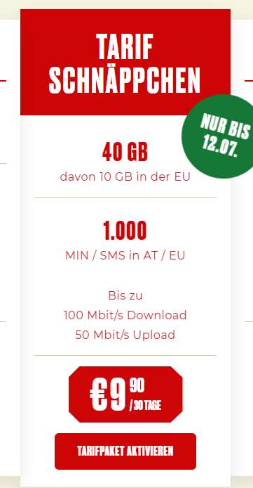 S-Budget-Mobile Schnäppchen: 40 GB um 9,90