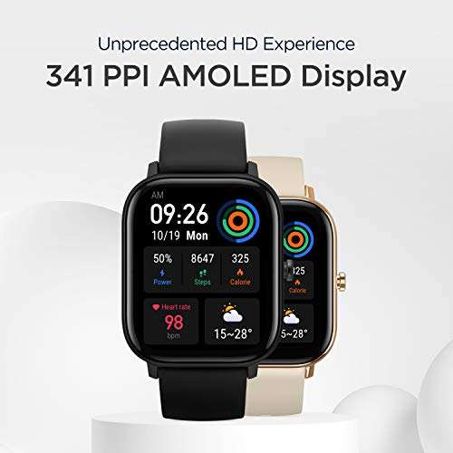 Amazfit Smartwatch GTS mit 12 Sportmodi, GPS 1.65” AMOLED Display