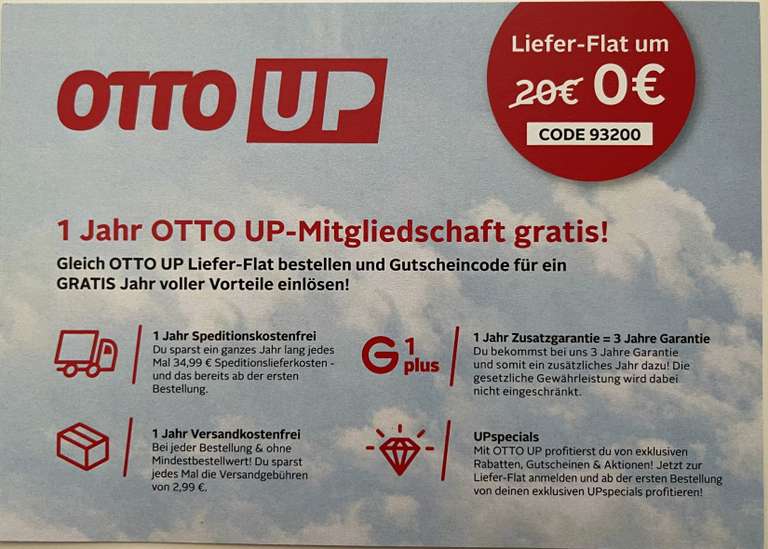 Ottoversand.at: 1 Jahr OTTO UP-Mitgliedschaft (Lieferflat) GRATIS