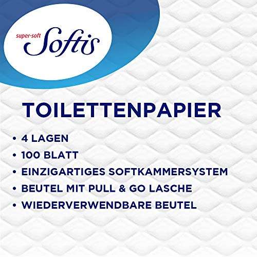Softis 4-lagiges Toilettenpapier | 45 Rollen-Packung (5 x 9 Einzelpackungen)