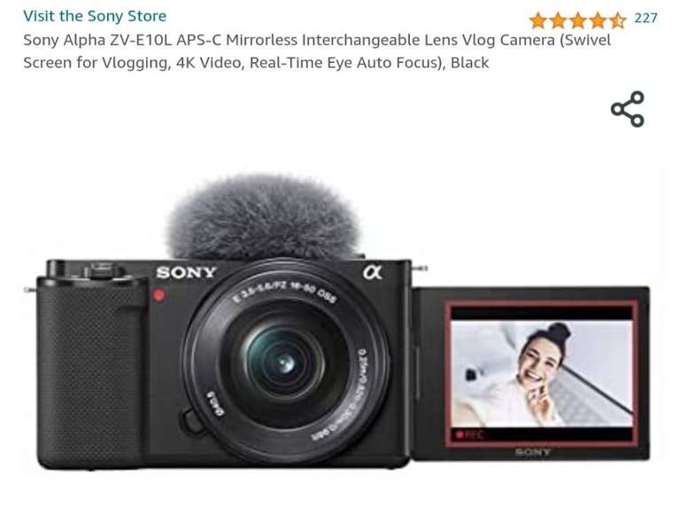 Sony Alpha ZV-E10L APS-C Mirrorless Interchangeable Lens Vlog Camera Inkl. Objektiv AF E 16-50mm 3.5-5.6 OSS