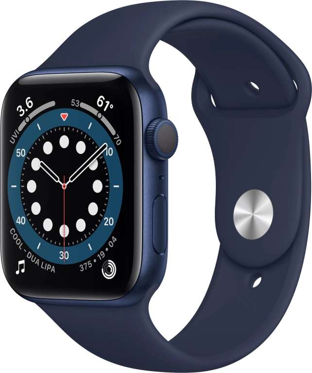 Apple Watch Series 6 (GPS) 44mm Aluminium blau mit Sportarmband dunkelmarine